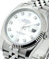 Datejust 36mm in Steel with White Gold Fluted Bezel on Steel Jubilee Bracelet with MOP Diamond Dial