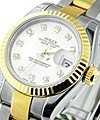Datejust in Steel with Yellow Gold Fluted Bezel on Steel and Yellow Gold Oyster Bracelet with Silver Diamond Dial