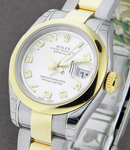 Datejust in Steel with Yellow Gold Smooth Bezel on Steel and Yellow Gold Oyster Bracelet with Silver Concentric Dial