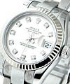 Datejust Ladies 26mm in Steel with White Gold Bezel on Steel Oyster Bracelet with Silver Diamond Dial