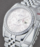 Datejust 36mm in Steel with Diamond Bezel on Jubilee Bracelet with Pink Floral Dial