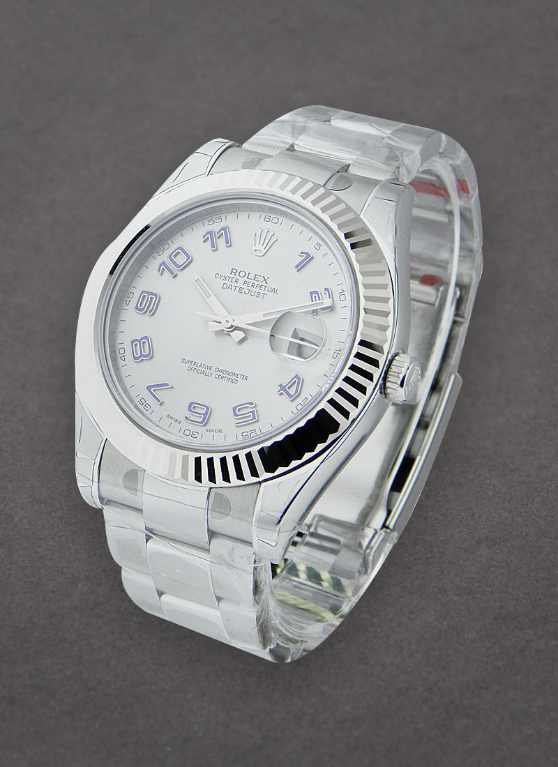 Rolex Unworn Datejust II in Steel with White Gold Fluted Bezel