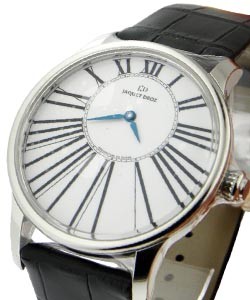 Petite Heure Minute in Steel on Black Crocodile Leather Strap with White Dial