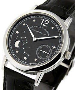 1815 Moonphase Emil Lange in Platinum -  LE  150 pcs. on Black Crocodile Leather Strap with Black Dial