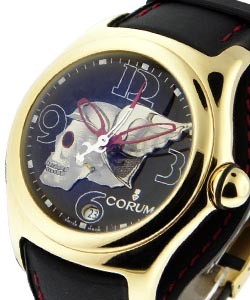 Bubble Night Flyer in Rose Gold on Black Strap with Black Dial with Silver Skull