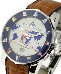Admirals Cup Gipsy Moth in White Gold on Brown Crocodile Leather Strap with Beige Dial