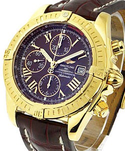 Chronomat Evolution in Yellow Gold Rose Gold on Strap with Brown Dial