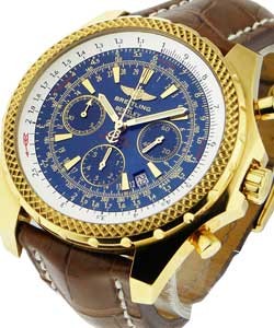 Bentley Motors Chronograph on Deployant Buckle  Yellow Gold on Strap with Dark Blue Dial