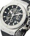 Aero Bang 44mm in Steel on Black Rubber Strap with Skeleton Dial