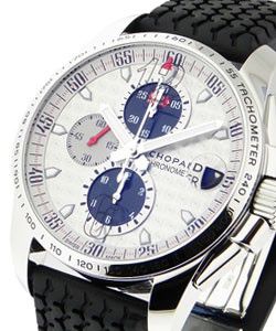 Mille Miglia GT XL Chrono 2010 in Steel - Limited Edition on Black Rubber Strap with Silver Dial