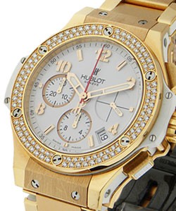 Big Bang in Rose Gold with 2-Row Diamond Bezel on Rose Gold Bracelet with White Dial
