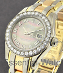 Tridor Masterpiece in YellowGold with 32 Diamond Bezel on Tridor Gold Pearlmaster Bracelet with Black MOP Roman Dial