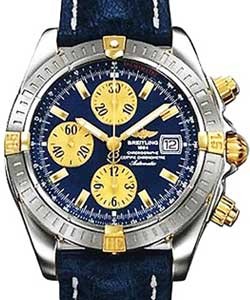 Windrider Chronomat Evolution Steel & Yellow Gold on Strap with Blue Dial