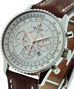 Navitimer Montbrillant Chronograph in Steel Steel on Strap with Silver Dial