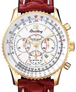 Navitimer Montbrillant Chronograph in Yellow Gold on Brown Alligator Leather Strap with Silver Dial