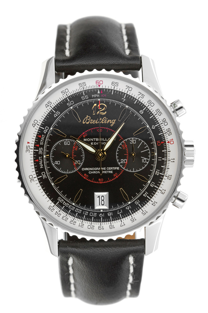 Montbrillant Edition Chrono in Steel on Black Calfskin Leather Strap with Black Dial