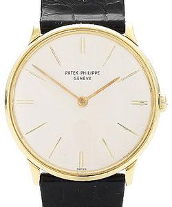 Calatrava Ref. 2573 in Yellow Gold on Black Crocodile Leather Strap with White Dial