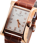 Ladies Pagoda Limited Edition  18K Rose Gold on Leather Strap w/ White Dial & Diamonds