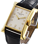 Ladies Pagoda Limited Edition Ref 4900 Yellow Gold on Strap with Silver Diamond Dial