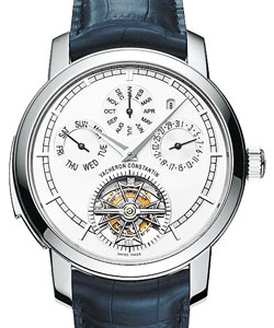 Patrimony Traditionelle in Platinum on Brown Calfskin Leather Strap with Opaline Dial
