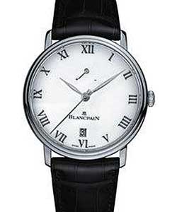 Villeret 8 Days 42mm in Platinum on Black Crocodile Leather Strap with White Roman Dial