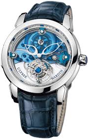 Sold at Auction: ULYSSE NARDIN ROYAL BLUE MYSTERY TOURBILLON L/E #1/99  PLATINUM DIAMOND WATCH W/B&P.