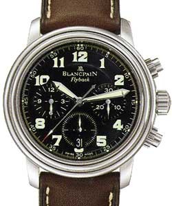 Leman Flyback Chronograph in Steel on Brown Leather Strap with Black Dial