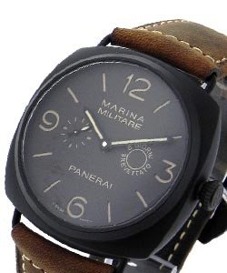 PAM 339 - Radiomir 8 Giorni Brevattato in Black Ceramic on Brown Calfskin Leather Strap with Black Dial - LE to 1500 pcs.