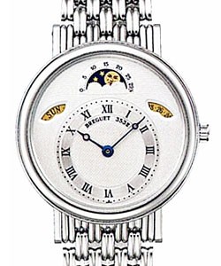 Classique Moonphase White Gold on Bracelet with Silver Dial 
