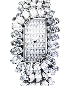 Metiers d''Art - Lady Kalla Flame in White Gold Diamond on White Gold Diamonds Bracelet with Pave Diamond Dial