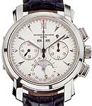 Malte Manual Chronograph in Platinum on Black Crocodile Leather Strap with White Dial