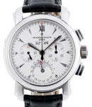 Malte Manual Chronograph in Platinum on Black Crocodile Leather Strap with White Dial