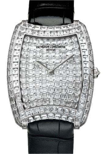 Metiers d'Art - Kalla Duchesse in White Gold with Diamond Bezel on Black Crocodile Leather Strap Strap with Pave Diamond Dial