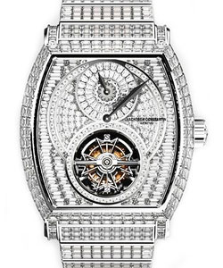Malte Tonneau Tourbillion in White Gold with Diamond Bezel on White Gold with Diamond Bracelet with Diamond Dial