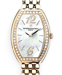 Egerie Ladies Timepieces in Rose Gold with Diamond Bezel on Rose Gold Bracelet with Mother of Pearl Dial