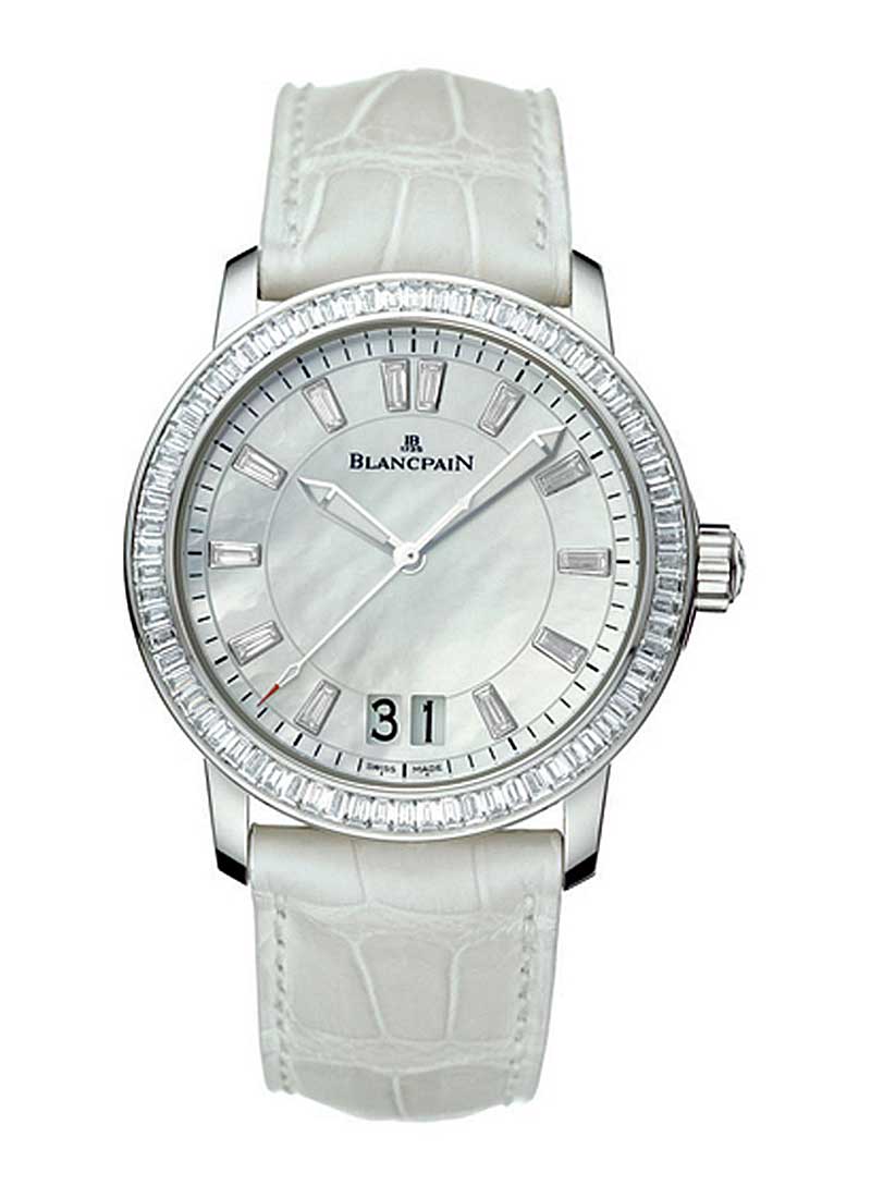 Blancpain Leman Grand Date 40mm Automatic in White Gold with Doiamonds Bezel
