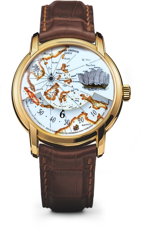 Metiers d'Art - Asia Automatic in Yellow Gold on Strap with White with Hand Painted White Grand Feu Enamel dial