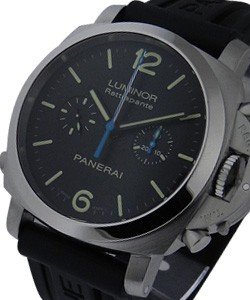 PAM 362 - 1950 Series Chronorgraph Rattrapante in Steel on Black Rubber strap with Black Dial