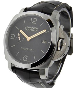 PAM 351 - Luminor Marina 1950 3 Days in Titanium on Brown Leather Strap with Brown Dial
