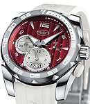 Pershing 002 Chronograph Mens Automatic in Steel on Rubber Strap with Amarante/Red Dial