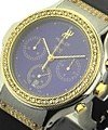 Elegant Series Lady''s 2-Tone with Diamond Bezel Yellow Gold and Steel on Strap with Deep blue Dial