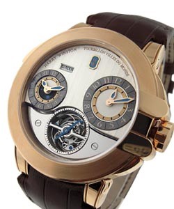Ocean GMT Tourbillion World Time in Rose Gold on Brown Crocodile Leather Strap with Silver Dial