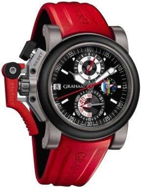 Chronofighter Oversize Referee - in PVD with Titanium  on Red Rubber Strap with Black Dial