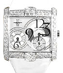 Avenue B in White Gold with Diamond Bezel White Gold on Strap with Mother of pearl Dial