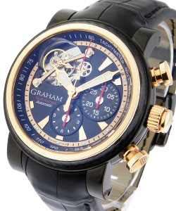 Tourbillograph Silverstone Woodcote in Rose Gold with PVD Steel Bezel on Black Alligator Leather Strap with Black Dial
