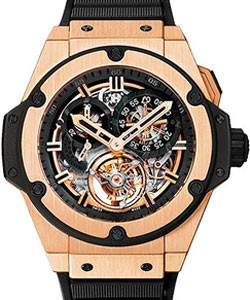 King Power Chrono Tourbillon in Rose Gold on Black Rubber Strap with Skeleton Dial