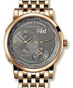 Lange 1 Time Zone in Rose Gold on Rose Gold Bracelet with Grey Dial