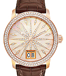 Leman Grand Date 40mm Automatic in Rose Gold with Double Diamonds Bezel on Black Crocodile Leather Strap with Mother of Pearl Dial