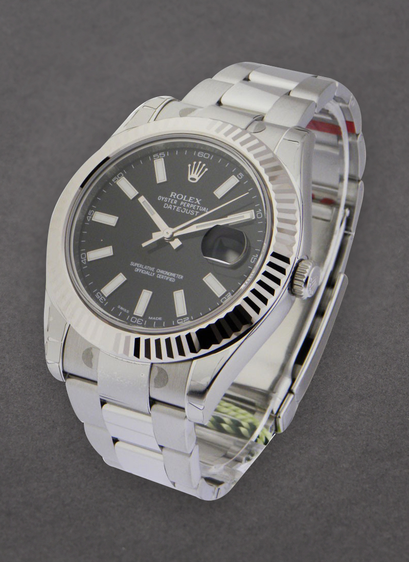 Rolex Unworn Datejust II in Steel with White Gold Fluted Bezel