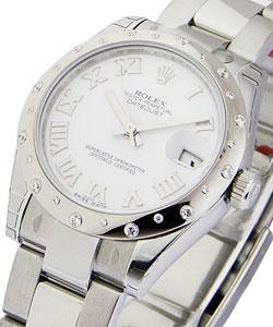 Datejust 31mm Mid Size in Steel with 24 Diamond Bezel on Bracelet with White Roman Dial